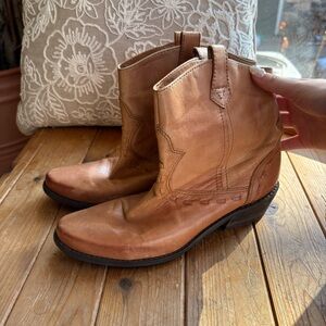 Franco Sarto Tan Leather Ankle Boots